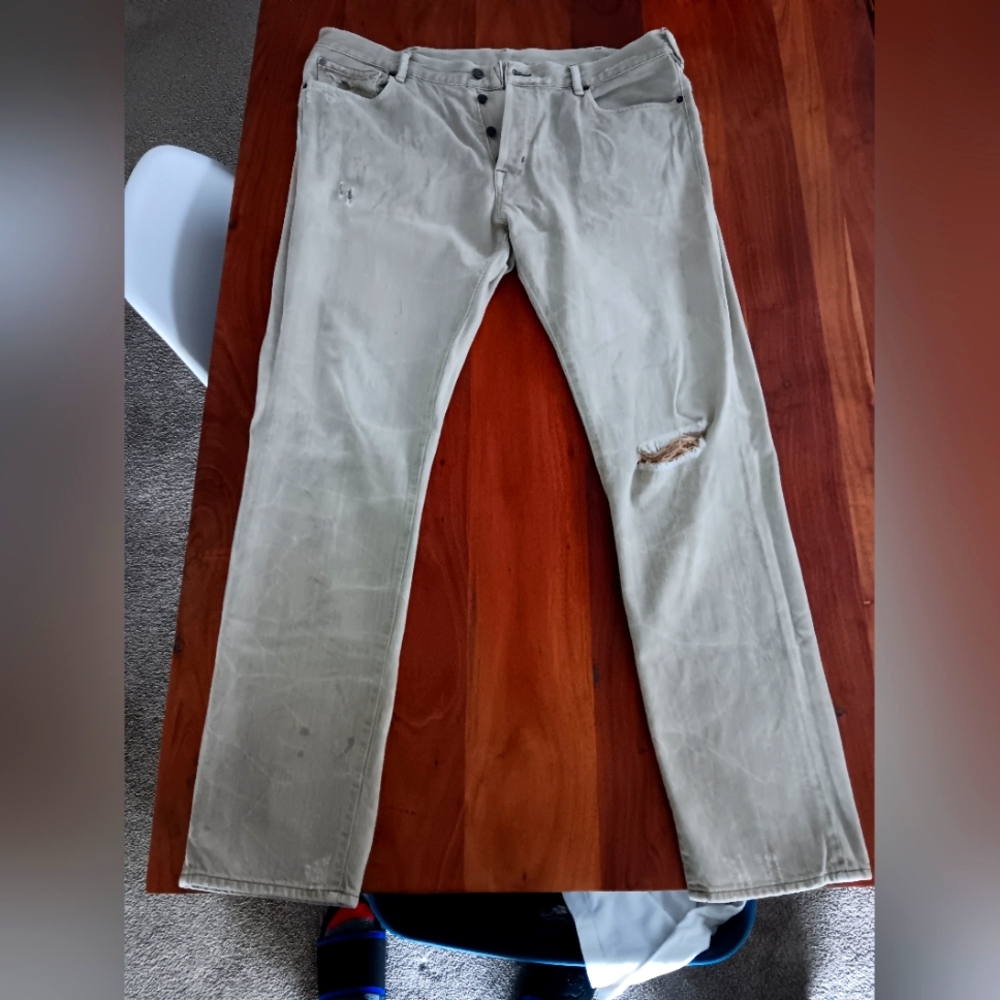 Ralph Lauren Denim & Supply Mens Distressed Tan Jeans